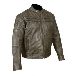 Men's High Mileage Distressed Brown Padded Vented Leather Scooter Jacket